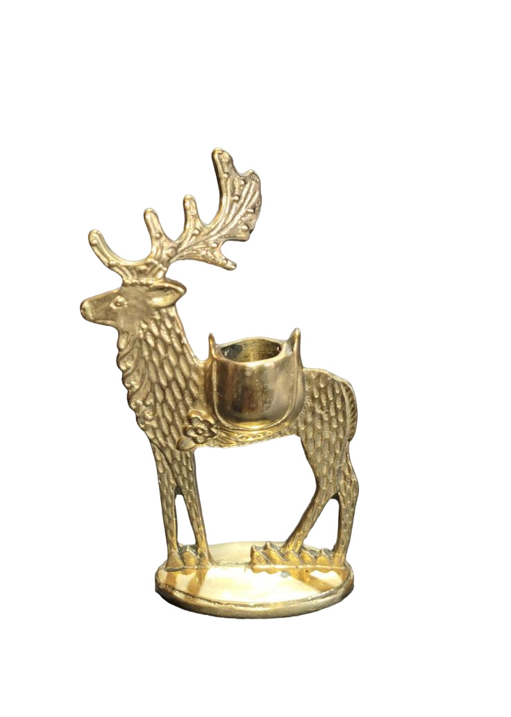 2024 Premium Brass-Completed Reindeer Candle Holder for Christmas, Easter, and Wedding ceremony Desk Decor - Aluminum Design