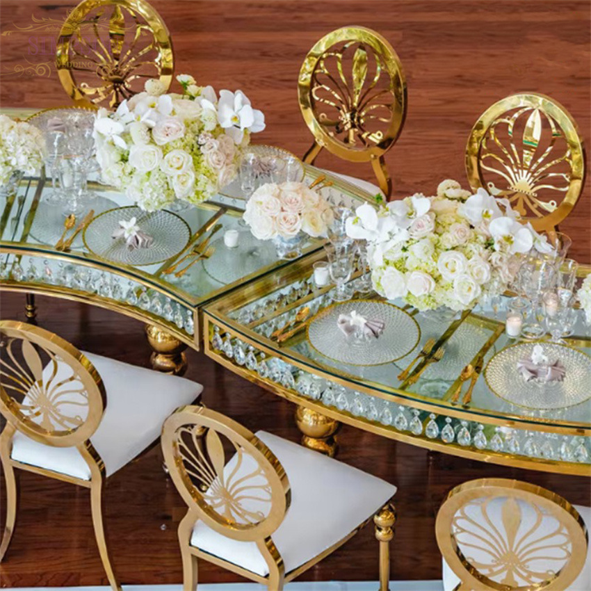 American A Quarter Moon Luxurious Sturdy Dinner Desk for Weddings, Banquets, and Resort Occasions