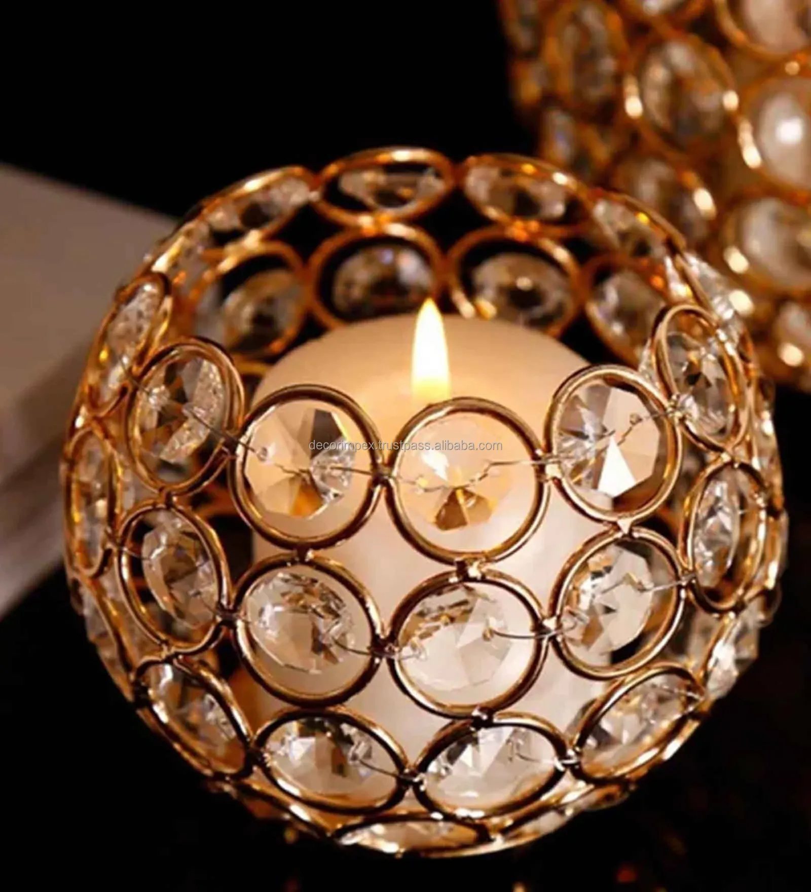 Stylish Crystal Tealight Candle Holders for Dwelling Decor and Ambient Lighting from Indian Exporter at Aggressive Costs