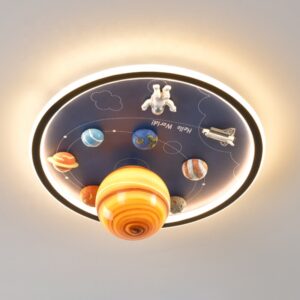 Modern Children’ Flush Mount LED Ceiling Mild – Astronaut Cartoon Design for Youngsters’s Toy Room or Bed room