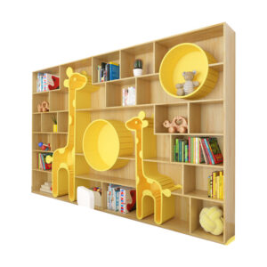 Customized Animal-Formed Wood Bookcase for Children – Full Wall Bookshelf for Kindergarten Studying Areas