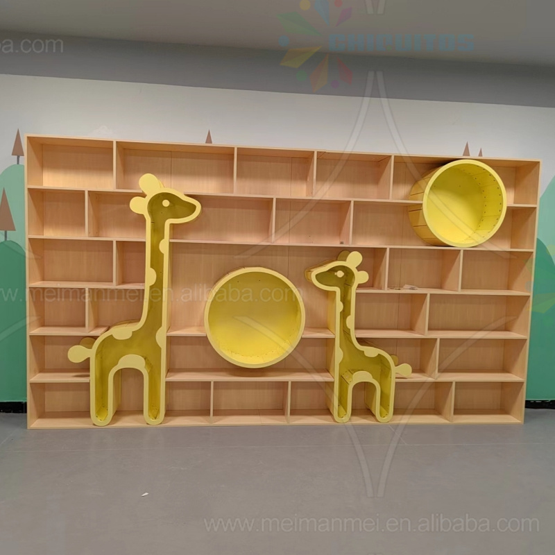 Customized Animal-Formed Wood Bookcase for Children - Full Wall Bookshelf for Kindergarten Studying Areas