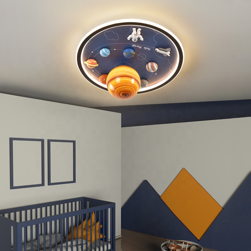 Modern Children' Flush Mount LED Ceiling Mild - Astronaut Cartoon Design for Youngsters's Toy Room or Bed room