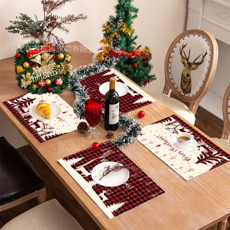 New Christmas Placemats and Tablecloth Set – Linen, Stain-Resistant, and Warmth-Insulating Vacation Decor