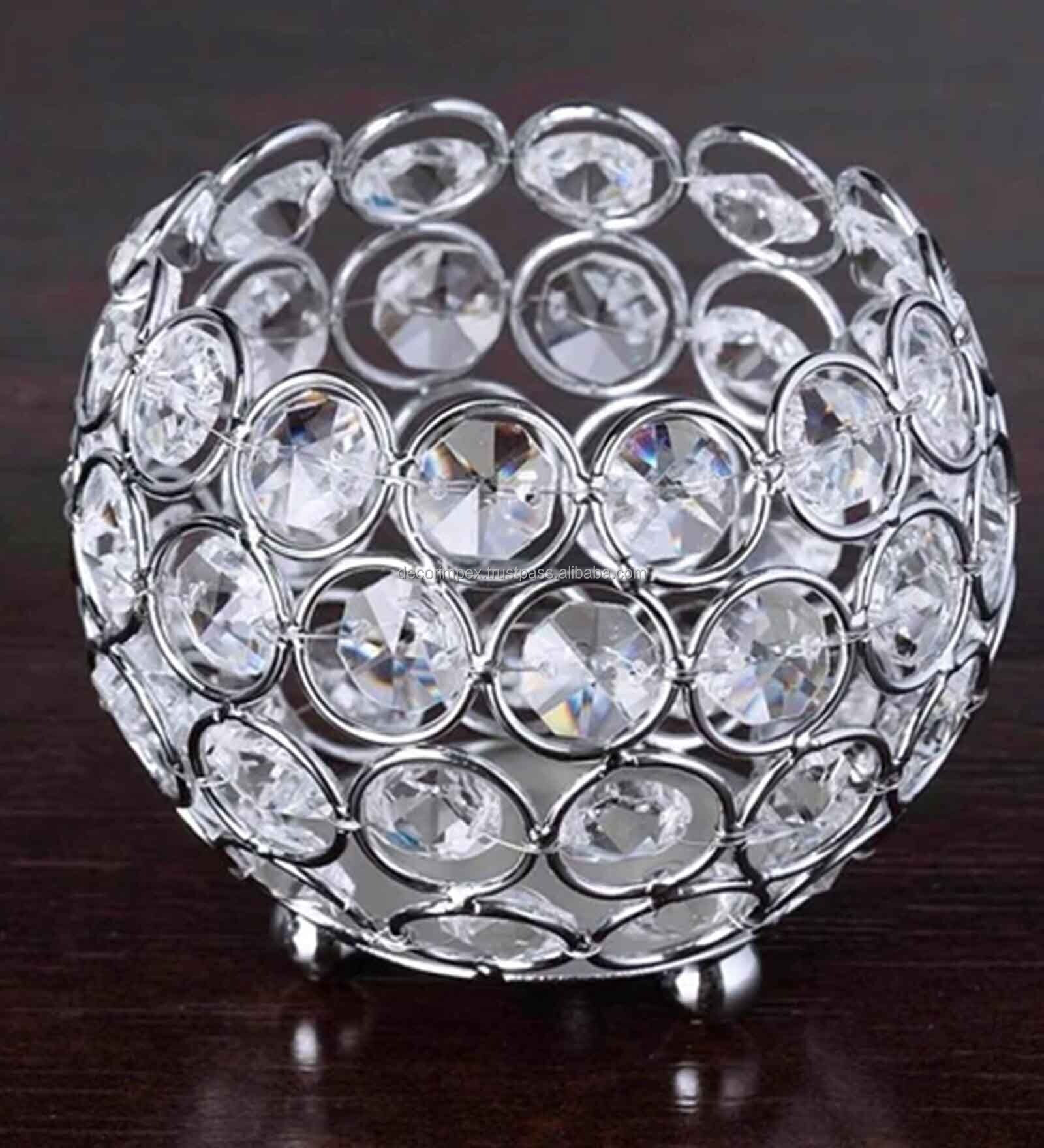 Stylish Crystal Tealight Candle Holders for Dwelling Decor and Ambient Lighting from Indian Exporter at Aggressive Costs